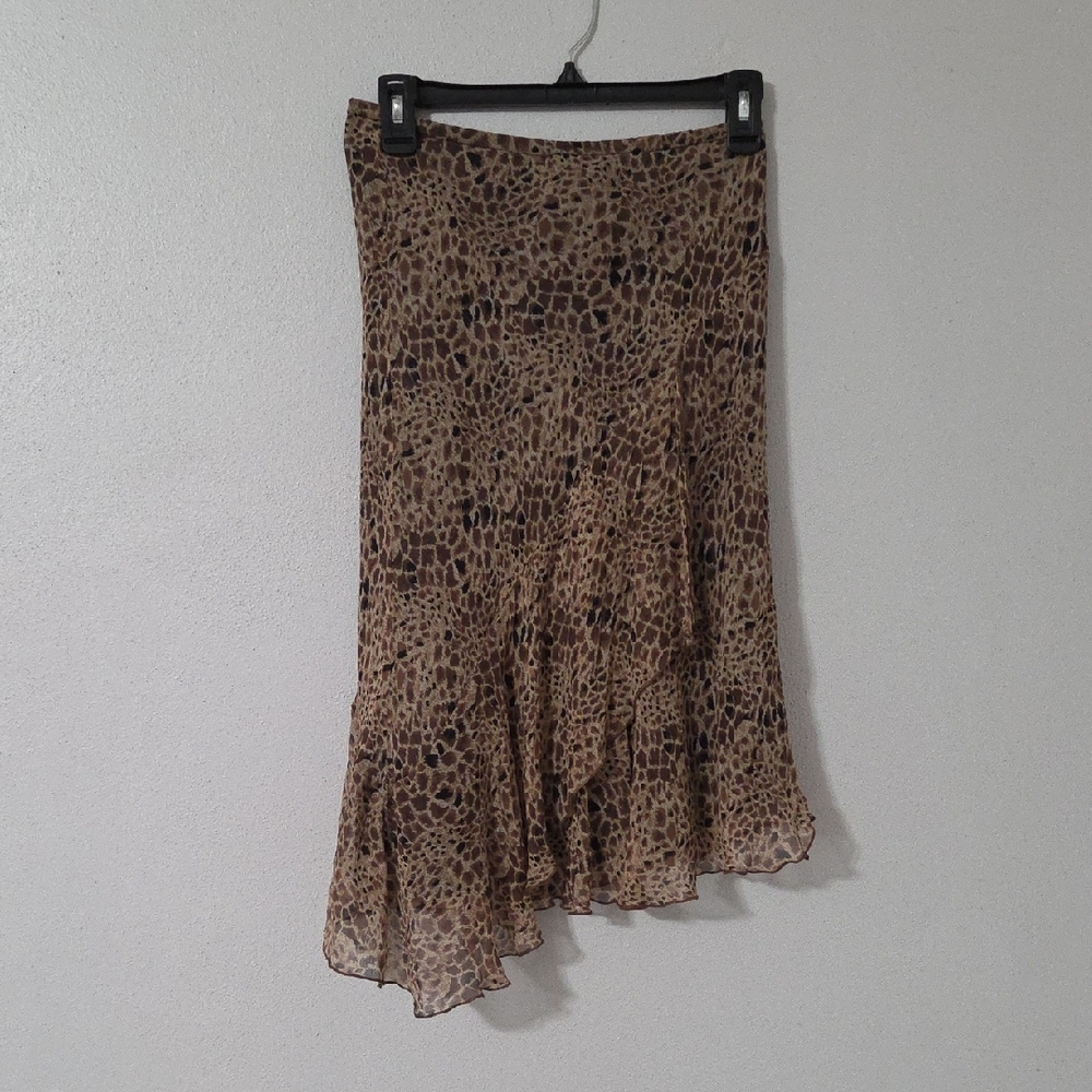 Allison Taylor Asymmetrical Brown Animal Print Skirt